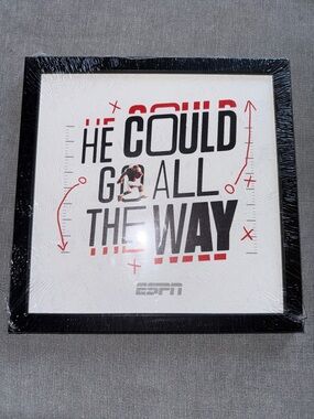 ESPN Framed Wall Art Football "He Could Go All The Way" - Black/White/Red 12x12